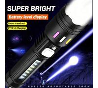 Shein 1 pieza Linterna LED de largo alcance de alta potencia con luz lateral COB, recargable por USB, luz de búsqueda incorporada, batería, para camping, em