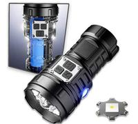 Shein 1 PIEZA Linterna LED ultrapoderosa de largo alcance con luz UV, brillante, con batería incorporada para camping, linterna portátil para senderismo y c