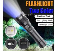 Shein 1 PIEZA Linterna potente de doble fuente de luz LED recargable por USB tipo C con 4 modos de iluminación blanca y UV, para uso en exteriores, pesca, c