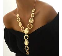 Shein 1 pieza Llamativo collar largo de metal con forma geométrica en Y, estilo europeo y americano, personalizado y exagerado
