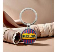 Shein 1 pieza Llavero con colgante a rayas retro del FC Barcelona con texto "BARCELONA", adecuado como regalo para fans deportivos, Día del Padre, Día de la
