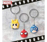 Shein 1 pieza Llavero con diseño oficial de Marvel de Spider-Man, Capitán América y Loki, llavero creativo y lindo de PVC de superhéroes, adorno para mochil