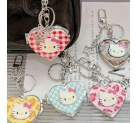 Shein 1 pieza Llavero con espejo con diseño de gato KT en forma de corazón, accesorio de moda y lindo para bolso, con un elegante estilo