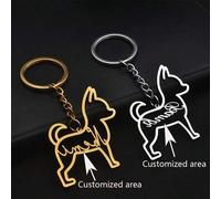 Shein 1 pieza Llavero con forma de perro dorado de acero inoxidable con grabado personalizado de nombre - Un regalo muy de moda apropiado tanto para hombres