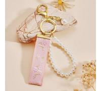 Shein 1 pieza Llavero con perla falsa, llavero, colgante de bolso, regalo para mujeres, regalo para hermana (Nota: La cinta no se puede sostener con la mano