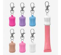 Shein 1 pieza Llavero con soporte para brillo de labios Llavero con tapa de bálsamo labial Soporte portátil para brillo de labios que se puede colgar en c