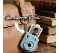 Shein 1 pieza Llavero de cámara en miniatura personalizable impreso en 3D, se puede insertar una foto personalizada, llavero con forma de cámara linda, adec