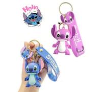 Shein 1 pieza Llavero de Disney, Llavero de silicona de Stitch - Diseño 3D adorable con acentos coloridos, correa y anillo duraderos, regalo ideal de vuelta