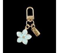 Shein 1 pieza Llavero de flor de sakura de metal, diseño ligero y fluido de flor de cerezo con etiqueta de identificación, adecuado para bolso/llaves del co