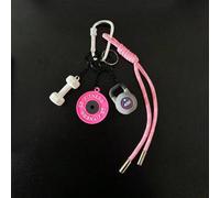 Shein 1 pieza Llavero de la serie de fitness, llavero de cuerda hecho a mano de colores, nuevo colgante de moda para bolso, llavero con forma de mancuerna,