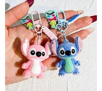 Shein 1 pieza Llavero de Lilo y Stitch, Colgante de peluche de Stitch, Llavero de ángel rosa dulce, Llavero de coche para mujer, Regalo de cumpleaños de dib