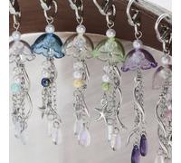 Shein 1 pieza Llavero de medusa - Colgante de gota de agua multicolor semitransparente, llavero de moda hecho a mano para bolso, llaves, mochila, auriculare