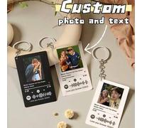 Shein 1 pieza Llavero de música personalizado - Sube tu foto y canción, llavero acrílico de doble cara, recuerdo como regalo para él/ella, Día de San Valent