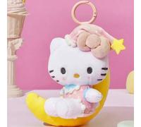 Shein 1 pieza Llavero de peluche 3D de marca compartida, sentado en forma de media luna, diseño lindo y dulce, perfecto para niñas, se puede colgar en bolso