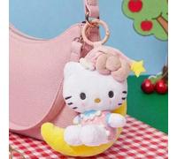 Shein 1 pieza Llavero de peluche 3D de marca compartida, sentado en forma de media luna, diseño lindo y dulce, perfecto para niñas, se puede colgar en bolso