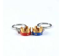 Shein 1 pieza Llavero, dije de bolso, colgante de mochila de la Corona de Royal Clash, diseño de contraste de color rojo y azul, llavero de metal resistente