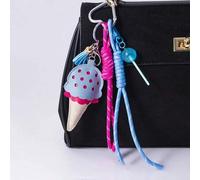 Shein 1 pieza Llavero DIY, Llavero de coche de caballo de Troya de cuero, regalo creativo de cuerda trenzada, decoración de patatas fritas, dije de bolso, l