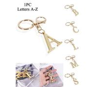 Shein 1 pieza Llavero elegante y premium con letra dorada, colgante 3D con alfabeto A-Z, llavero de aleación de moda, accesorio para bolso/mochila, llavero