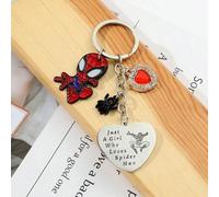 Shein 1 pieza, llavero lindo de dibujos animados de superhero Spider Man, colgante de mochila de pareja creativa de Spiderman, elegante llaveros, pendientes