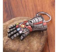 Shein 1 pieza Llavero metálico de Marvel Avengers Superhéroe Iron Man, Guante de Gemas del Infinito, Puño de Thanos, Llavero creativo para auto