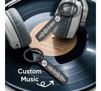 Shein 1 pieza Llavero personalizado con código de música de Spotify, llavero de acero inoxidable personalizado con diseño de onda de sonido, accesorio perfe