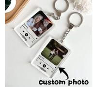 Shein 1 pieza Llavero personalizado con foto - Sube una foto y portada de álbum, llavero de música de acrílico personalizado, regalo de Navidad, aniversario