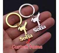 Shein 1 pieza Llavero personalizado de artes marciales - Nombre/Letra personalizada, elegante y duradero, adecuado para practicantes de Taekwondo, Kung Fu,