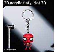 Shein 1 pieza Llavero plano de Spider-Man 2D - Diseño de llavero de superhéroe de Spider-Verse, disfraz rojo y azul, estilo de cómic plano, colección de fan