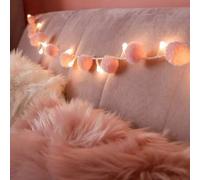 Shein 1 pieza Luces de cadena de pompones rosas de 20 luces, luz nocturna romántica LED, para decoración del hogar, dormitorio, sala de estar, mesita de noc