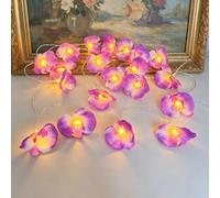 Shein 1 pieza Luces de cadena LED de orquídea Phalaenopsis púrpura 1.5m/3 metros/4.92ft/9.84ft Estilo bohemio Luces de cadena interiores Decoración con 10/2
