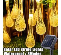 Shein 1 pieza Luces de cadena solares con 8 modos, luces de cadena solares en forma de gota de agua, con un total de 16.4 pies y 20 leds / 23 pies y 50 leds