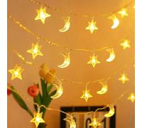 Shein 1 pieza Luces de hadas con forma de estrellas y lunas, de 1,5 m/4,92 ft, 3 m/9,84 ft, 6 m/19,6 ft, para decoración del hogar, iluminación para vacac