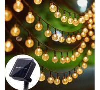 Shein 1 pieza Luces solares de cadena LED 20/50/100, bombillas de plástico con burbujas, 8 modos de iluminación, perfectas para jardín, camping, fiesta, Nav