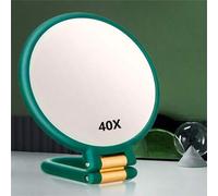 Shein 1 pieza Lupa de mano 50X/40X/30X, Espejo de doble cara + Pinzas, Zoom 1X/40X, Mango ajustable 360°, Espejo de maquillaje plegable para viajes, Diseño