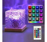 Shein 1 pieza Luz Aurora/Luz de ola, luz nocturna RGB para decoración de techo/pared de la habitación, lámpara de atmósfera giratoria de ola oceánica con co