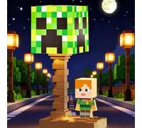 Shein 1 pieza Luz de decoración con estilo pixel Creeper, lámpara de escritorio recargable por USB de Minecraft, luz nocturna RGB, accesorio decorativo para