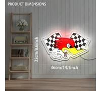 Shein 1 pieza Luz de icono de coche de dibujos animados de neón - Diseño a cuadros vibrante rojo y blanco, luz decorativa con control de botón alimentada po