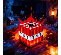 Shein 1 pieza Luz de juego Pixel Style TNT, Luz Pat de Minecraft, Luz apilable de dibujos animados LED, Luz de noche LED, Luz ambiental decorativa, Luz de c