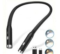 Shein 1 pieza Luz de lectura recargable para el cuello, adecuada para leer en la cama, hay 3 colores y 3 niveles de brillo, brazo flexible de 360°, alta com
