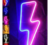 Shein 1 pieza Luz de neón con forma de rayo (incluye 1 gancho) Alimentada por USB/Batería, Luz de pared novedosa, Decoración de dormitorio, Adecuada para ha