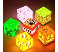 Shein 1 pieza Luz de noche de Minecraft, Lámpara con bloque con tema de Minecraft, Lámpara de minero de MC, Juguete luminoso, Luz de noche recargable