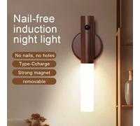 Shein 1 pieza Luz de noche LED con sensor de movimiento inteligente, lámpara de pared recargable por USB para pasillo, armario, baño para el hogar