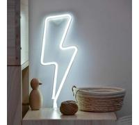 Shein 1 pieza Luz decorativa colgante LED de doble uso con efecto de rayo neón alimentada por USB + 3 pilas AAA, rayo rosa para sala de estar, dormitorio, f