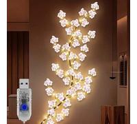 Shein 1 Pieza Luz decorativa con enredadera de flores de cerezo (mariposa), alimentada por USB, 8 modos de iluminación ajustables, decoración de pared inter