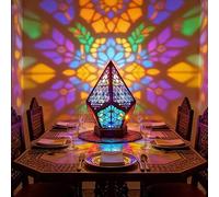 Shein 1 pieza Luz nocturna bohemia - Alimentada por USB, proyector de cielo estrellado 3D, con patrones geométricos de colores, sombras decorativas multicol