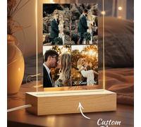 Shein 1 pieza Luz nocturna de acrílico personalizada con foto y texto de la pareja, lámpara de foto personalizada, marco de fotos de pareja, regalo de foto