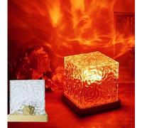 Shein 1 pieza Luz nocturna de proyección Aurora de 16 colores, lámpara de cubo de cristal luminoso con control remoto, proyector de luz nocturna de onda USB