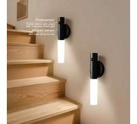 Shein 1 PIEZA Luz nocturna multifuncional de inducción de movimiento magnético, luz de varilla de chapa de madera, luz de ambiente LED, sin necesidad de per