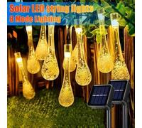Shein 1 pieza Luz solar en guirnalda 8 modos de luces en forma de gota de agua, total 16,4 FT 20 LED / 23 FT 50 LED, luces solares en guirnalda resistentes