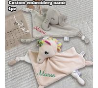 Shein 1 pieza Manta de consuelo personalizada para bebé con nombre, regalo personalizado para baby shower, consuelo suave de elefante para bebé, manta de be